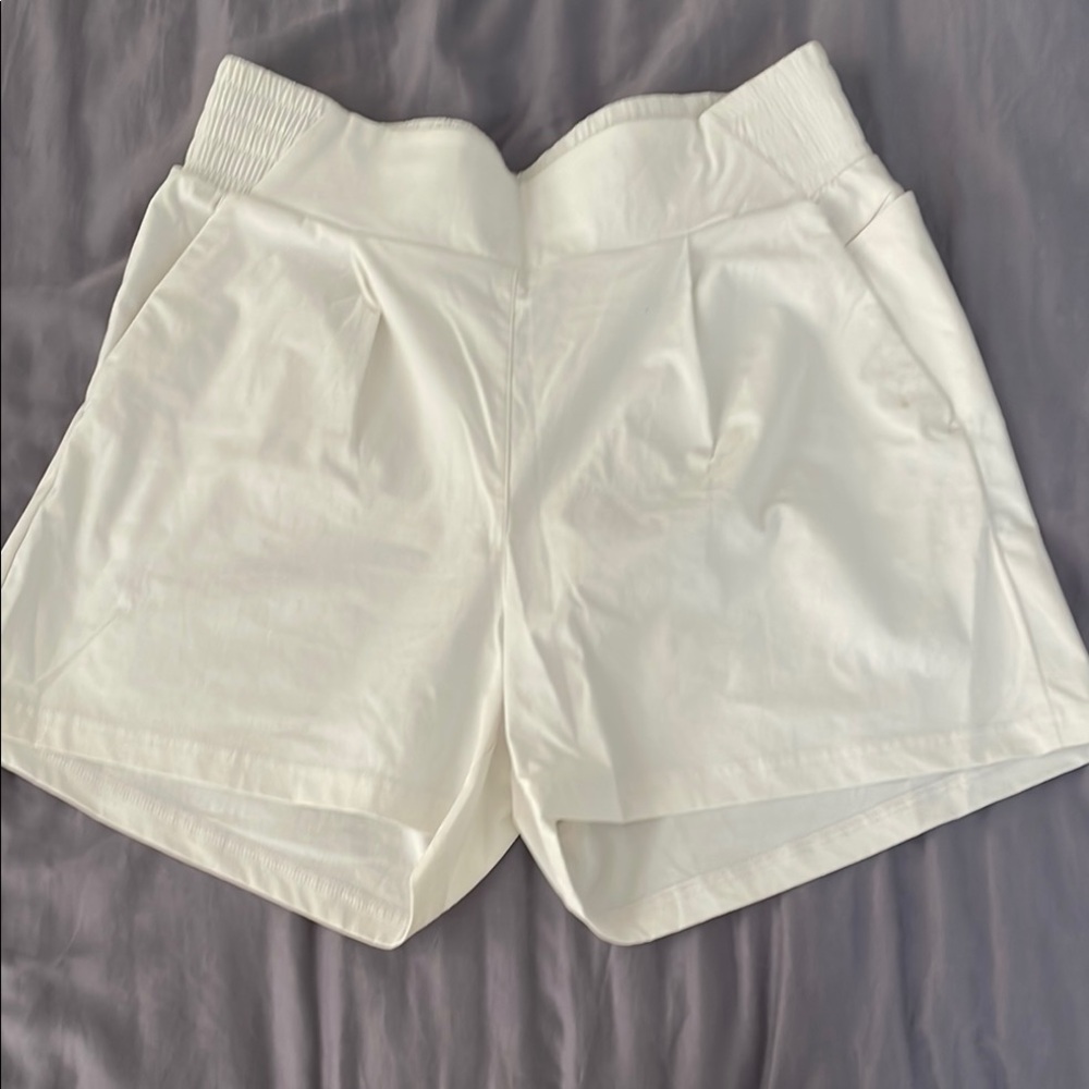 Adidas White High Waist Shorts with Elastic Waistband